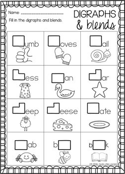 blends digraphs charts worksheets by miss jacobs little learners