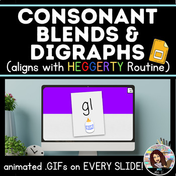 Preview of Blends & Digraphs Flash Cards aligns with Heggerty Phonemic Awareness Routine