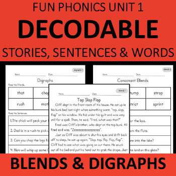 Preview of Blends & Digraphs & c/k/ck | Decodable Readers | Phonics 2nd Grade Unit 1 | SoR