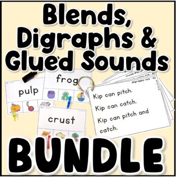 Preview of Blends and Digraphs with Short Vowels SUPER BUNDLE of Task Cards, Worksheets
