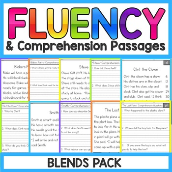 Preview of Blends Fluency Passages | Blends Worksheets