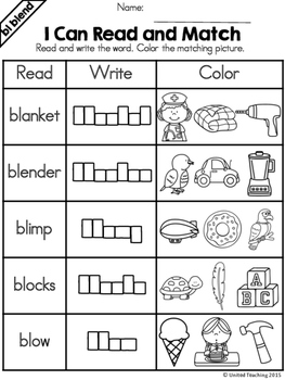 Grade 1 Bl Blends Worksheets : Cut N Paste For Bl Blends ...