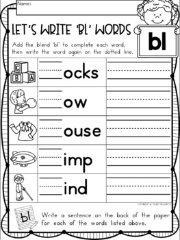 Grade 1 Bl Blends Worksheets - Free Blends Worksheets Bl Blend Words By