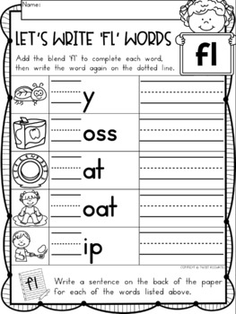 blends phonics no prep printables for fl by tweet