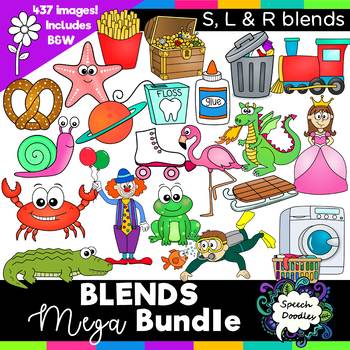 Preview of Blends Clipart Mega Bundle: S blends, R blends, and L blends  - 437 images!