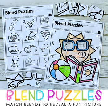 Blends Mystery Hidden Picture Puzzles - R Blends, S Blends, and L Blends