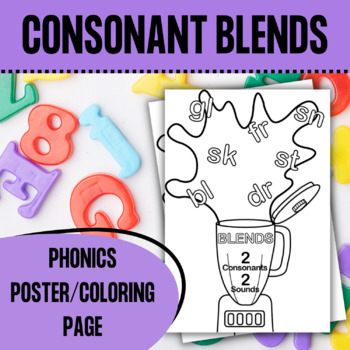 Preview of Consonant Blends Poster or Coloring Page
