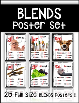 Preview of Blends Posters with Real Life Pictures