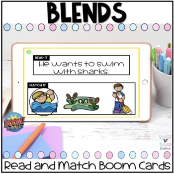 Preview of Blends Read and Match Sentences Boom Cards
