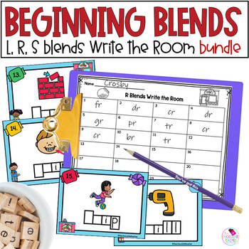 Preview of Beginning Blends - L Blends - R Blends - S Blends - Write the Room BUNDLE