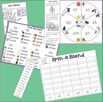S Blends Worksheets and Activities by Teaching Trove | TpT