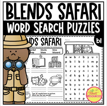 Preview of Blends Safari! Phonics Word Search Puzzles