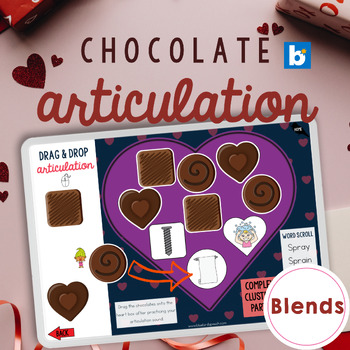 Preview of Valentine's Day Blends Box of Chocolates for Cluster Reduction in Speech Therapy