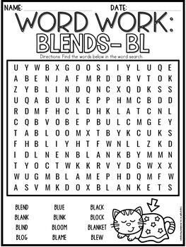 Blends Word Search Pack | Word Work Early Finishers | Phonics Word search