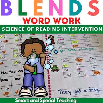 Preview of Blends Word Work Worksheets Orton Gillingham RTI Level 1 Unit 8