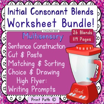 Preview of Initial Consonant Blends - Worksheet Package - Multisensory