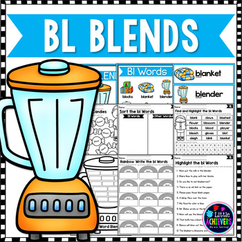 Preview of Consonant Beginning L Blends Worksheets: Bl Blend Kindergarten 1st Grade Phonics