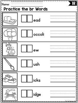 consonant beginning r blends worksheets br blend phonics kindergarten 1st grade