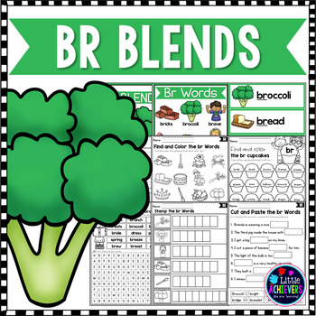 Preview of Consonant Beginning R Blends Worksheets- Br Blend Phonics Kindergarten 1st Grade