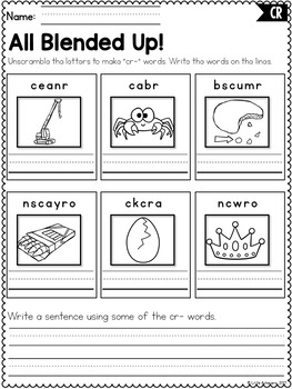 consonant beginning r blends worksheets cr blend phonics kindergarten 1st grade