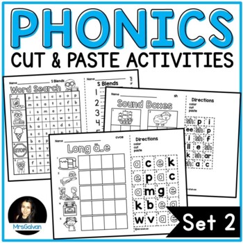 Preview of Blends and Digraphs Worksheets and CVCE Phonics Cut and Paste NO PREP
