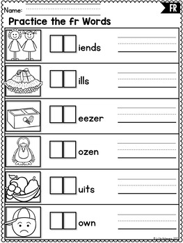 r blends worksheets fr blend words by little achievers tpt