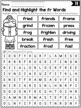 R Blends Worksheets - Fr Blend Words by Little Achievers | TpT
