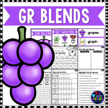 Preview of Consonant Beginning R Blends Worksheets- Gr Blend Phonics Kindergarten 1st Grade