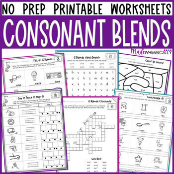 Preview of Blends Worksheets R, S, L - No Prep Printable Phonics Activities - SOR Aligned