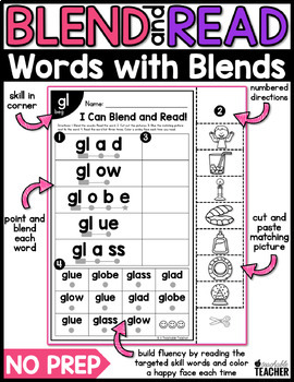 Blends Worksheets | Blending & Reading Words with Blends by A Teachable