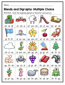 Blends and Digraphs - Differentiated Worksheets and EASEL Activities