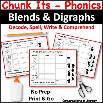 Preview of Blends and Digraphs Phonics Activities & Decoding Activities Worksheets
