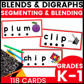 Preview of Phoneme Segmentation Cards Blends and Digraphs