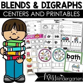 Preview of Blends and Digraphs Activities Kindergarten Worksheets Centers Beginning Blends