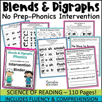 Reading Intervention Binder Blends and Digraphs by Conversations in ...