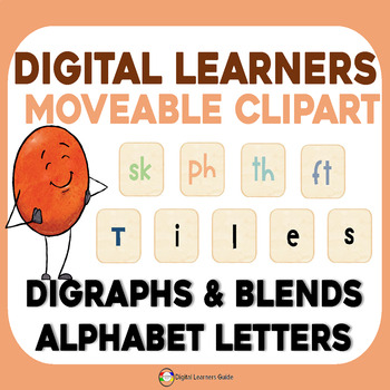 Preview of MOVABLE Clipart Blends and Digraphs Moveable Phonics Letter Tiles  PPT or GOOGLE