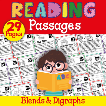 Preview of Blends and Digraphs, Reading Comprehension Passages & Fluency Sentences