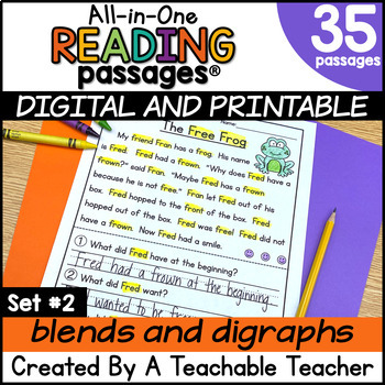 Preview of Blends and Digraphs Reading Passages S L R blends Digraph Worksheets Activities