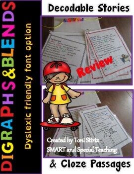 Preview of Orton Gillingham Blends and Digraphs Review Decodable Passages/Stories dyslexia