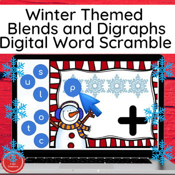 Preview of Blends and Digraphs Word Scramble-Winter Themed Digital Resource Activity