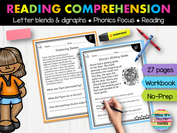 Preview of Blends and Digraphs Worksheets Phonics Fluency Reading Comprehension Passages