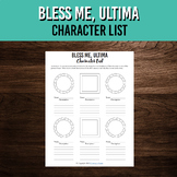 Bless Me, Ultima Character List | Printable Book Study Worksheet