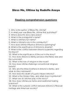 bless me ultima essay questions