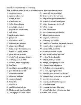 Bless Me Ultima Vocabulary Chapters 1-22 worksheets by Lonnie Jones Taylor