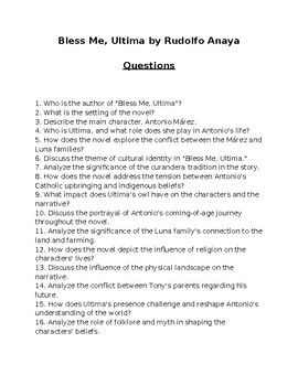 bless me ultima essay questions