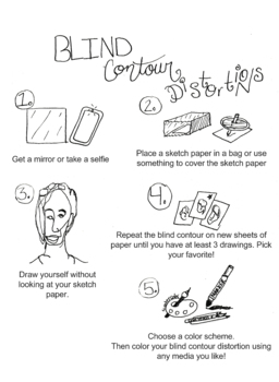 Preview of Distance Learning Art Lesson: Blind Contour Distortion Activity