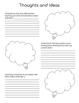 Preview of Blind Contour Thoughts and Reflection Handout