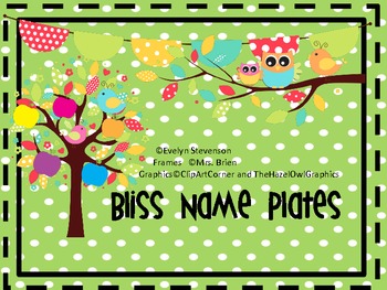Preview of Bliss Editable Name Plates
