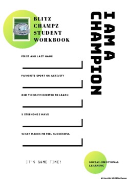 Preview of Blitz Champz SEL Workbook - Distance Learning (grades 3-8)
