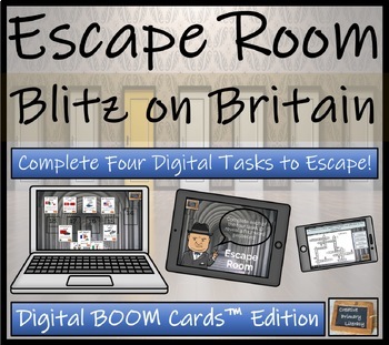 Preview of Blitz on Britain in World War 2 BOOM Cards™  Digital Escape Room Activity